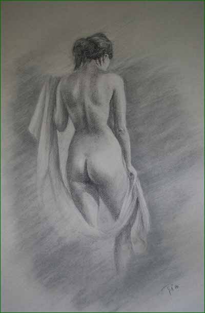 Back Study, charcoal and pastel